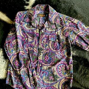 Roper Western Rodeo Paisley Cowboy Cowgirl Shirt Size M